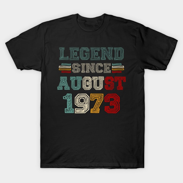 50 Years Old Legend Since August 1973 50th Birthday T-Shirt by Gearlds Leonia